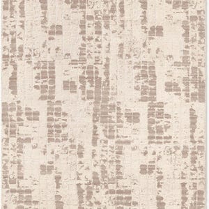 Hand-Knotted Cream Wool Rug: 10x14' Geometric Anish Design
