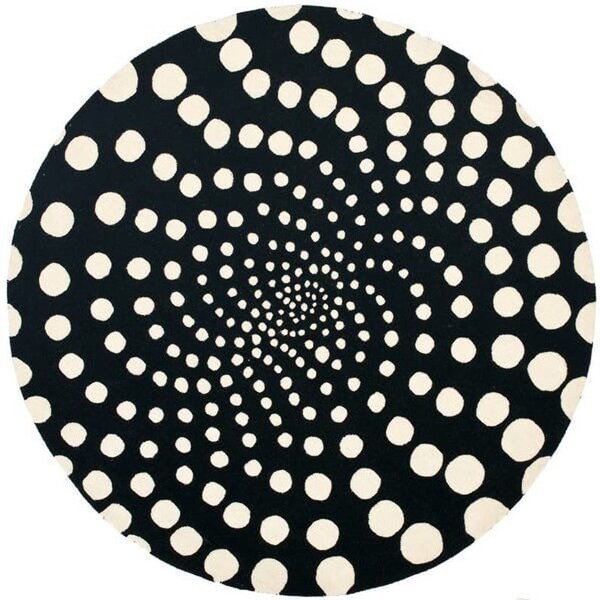 Brown And White Polka Dot Round Rug main image 1