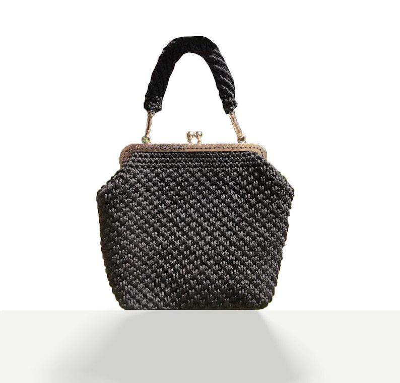 Handmade Macrame Clutch Bag,Crochet top handle women Handbag , Lined Bag,Macrame Summer Bag ,Handmade Bag image 1