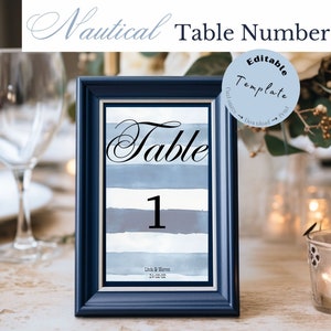Numeri tavolo nautico / Numeri tavolo stampabili / Matrimonio nautico / Tavolo acquerello