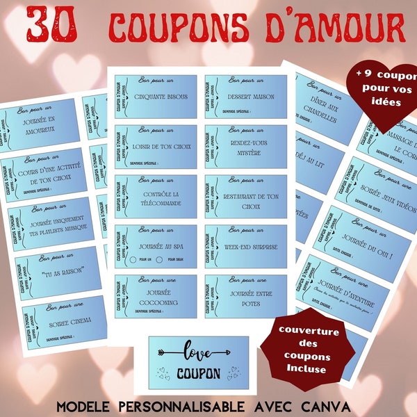 Coupon d'amour, Cadeau anniversaire, Cadeau pour homme, Saint valentin, Cadeau homme