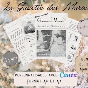 Gazette des mariés | Programme Mariage | Faire part mariage | Invitation mariage