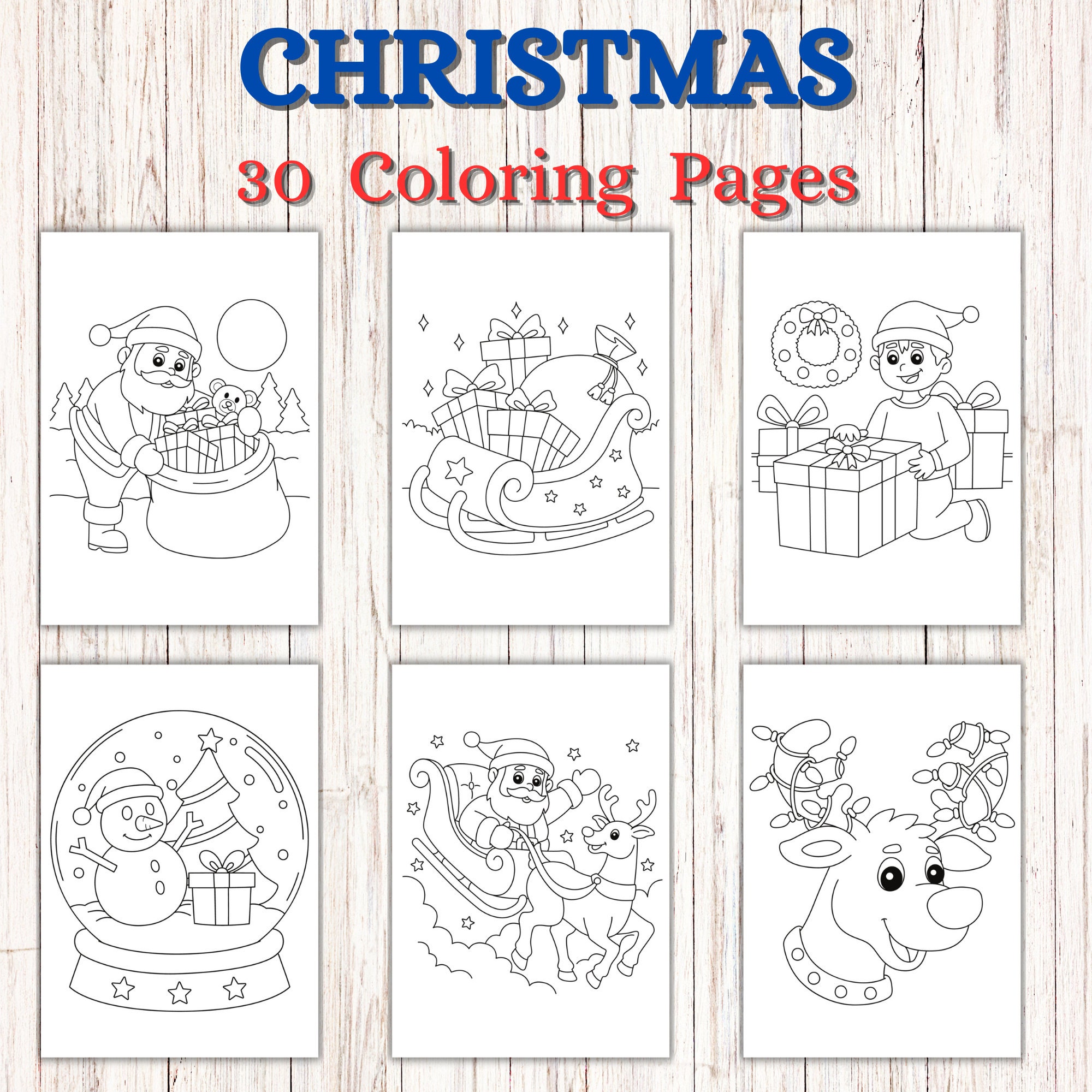 30 Christmas Coloring Pages, Christmas Printable, Christmas Games