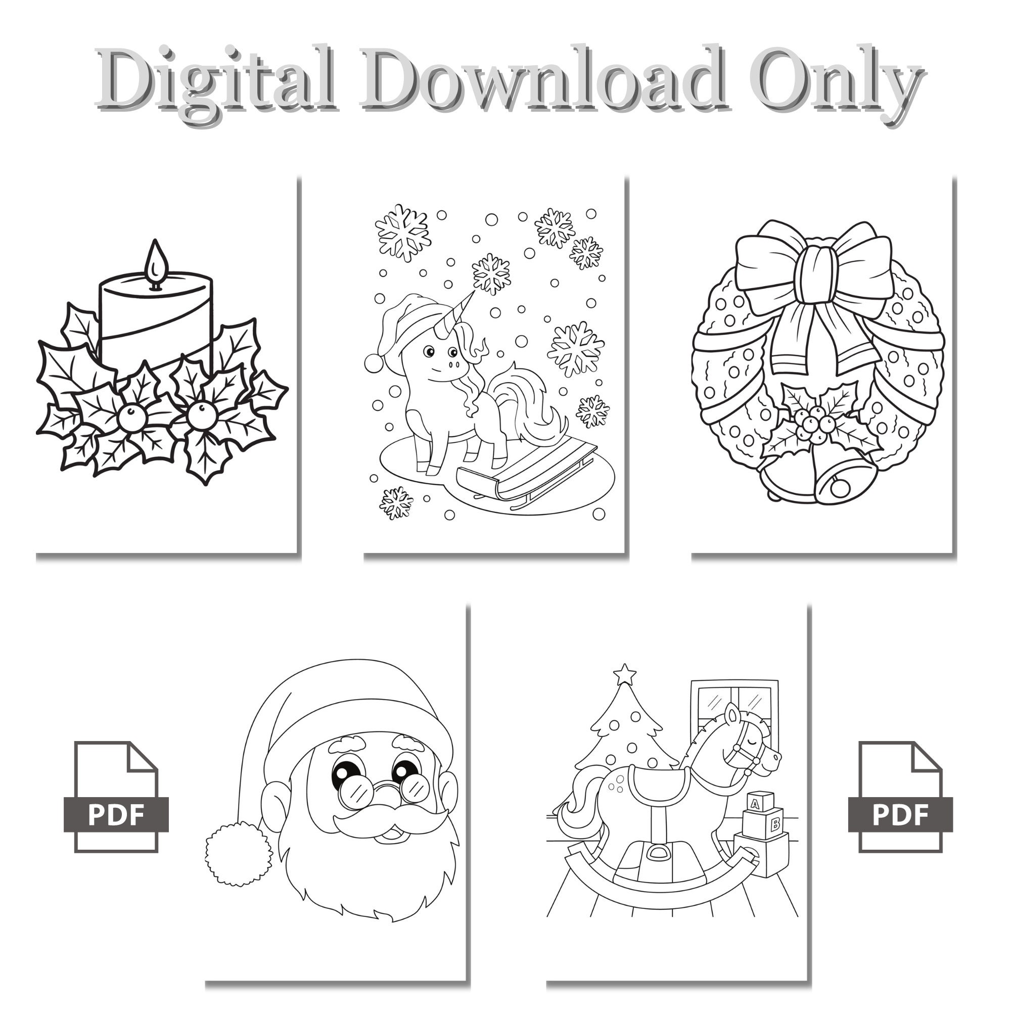 30 Christmas Coloring Pages, Christmas Printable, Christmas Games