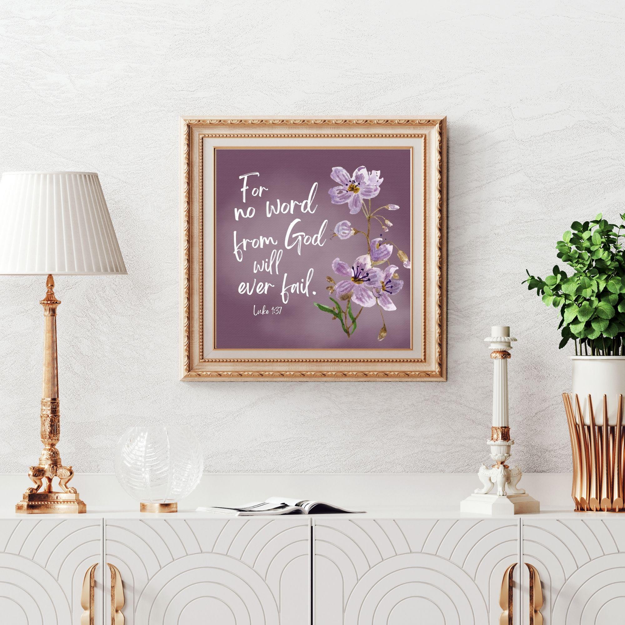 Christian Digital Download, Bible Verse, Luke 1:37, Watercolor Art, - Etsy