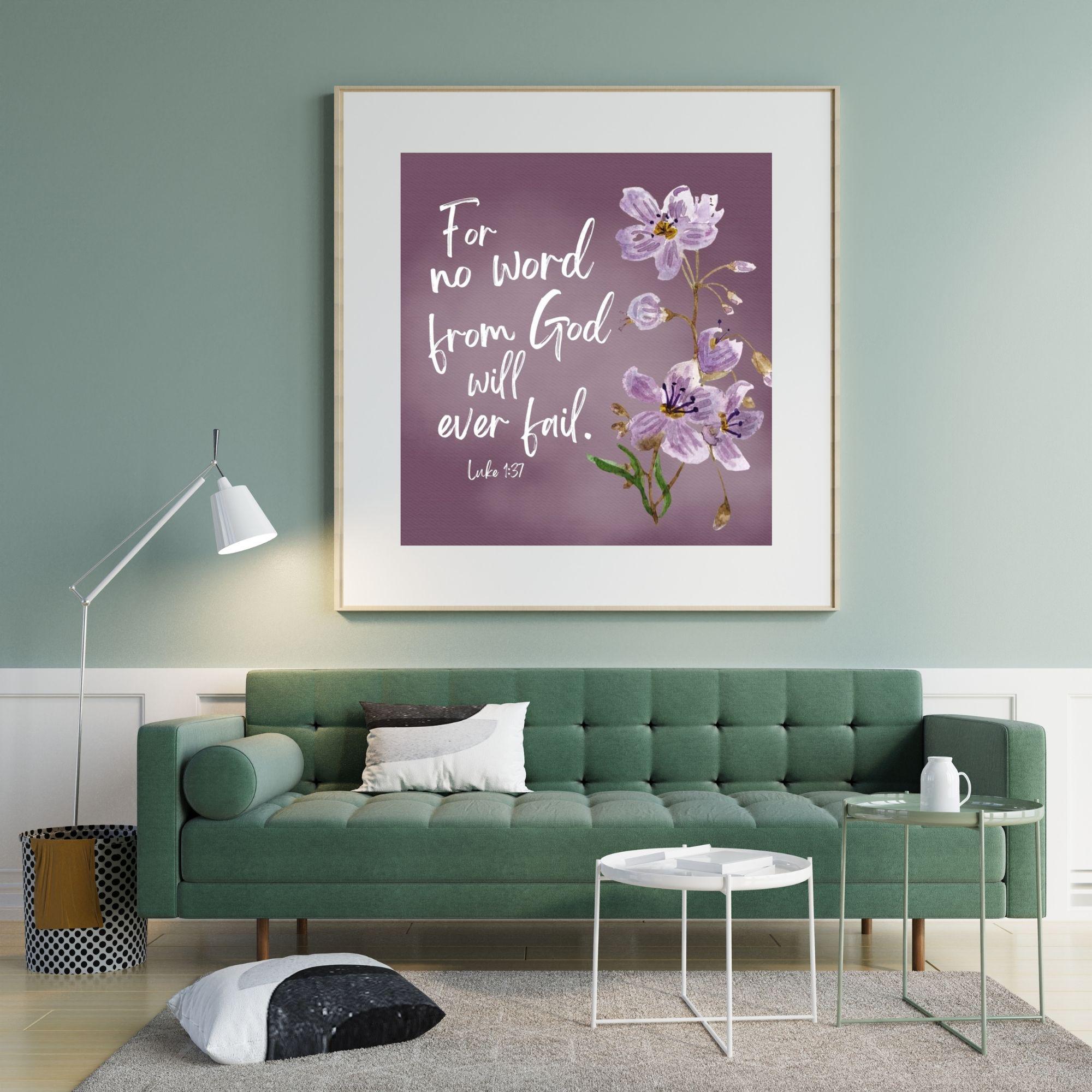 Christian Digital Download, Bible Verse, Luke 1:37, Watercolor Art, - Etsy