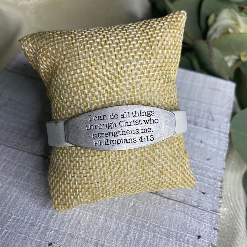 Good Works Philippians 4:13 Leather Clasp Bracelet Christian Jewelry ...