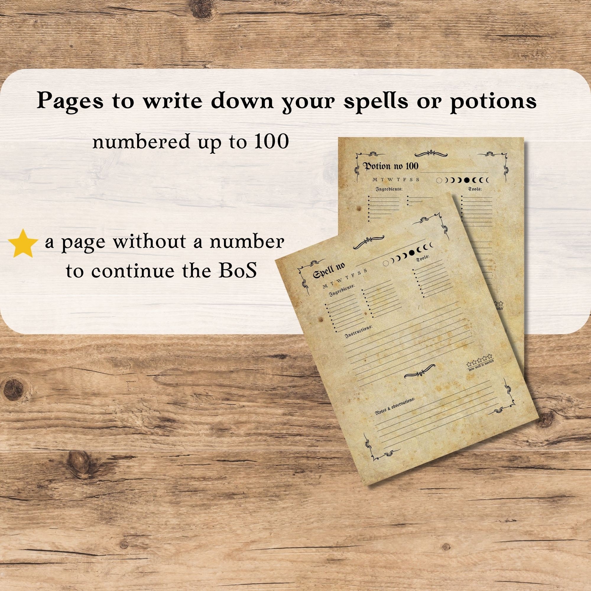 Blank Book of Shadows Pages, Spells and Potions Witchcraft Printable, Magick Grimoire, Book of ...