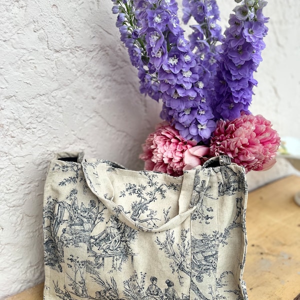 Tote bag in Jouy canvas