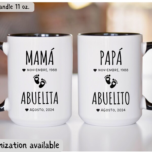 Promoted To Abuelos Gift, Pregnancy Announcement, New Abuelo and Abuela Gift, Abuelos Pregnancy Announcement,Baby Announcement Mug Spanish