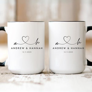 Personalized Mr & Mrs Coffee Mugs, Custom Wedding Gift, Personalized Wedding Mugs, Engagement Gift, Bride and Groom Mug, Gifts For Couple