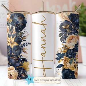 Fügen Sie Ihren Namen hinzu 20 oz Skinny Tumbler Sublimation Design Digitaler Download PNG Instant DIGITAL, Floral Tumbler Wrap Fügen Sie Ihren eigenen Text hinzu