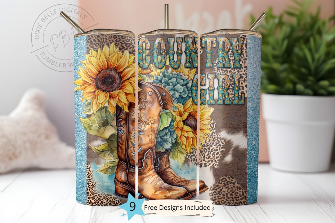 Cowgirl Boots 20 Oz Skinny Tumbler Sublimation Design Digital Download ...