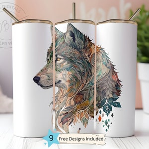 Wolves PNG 20 oz Skinny Tumbler Sublimation Design Digital Download PNG Instant DIGITAL, Wolf Tumbler Wrap