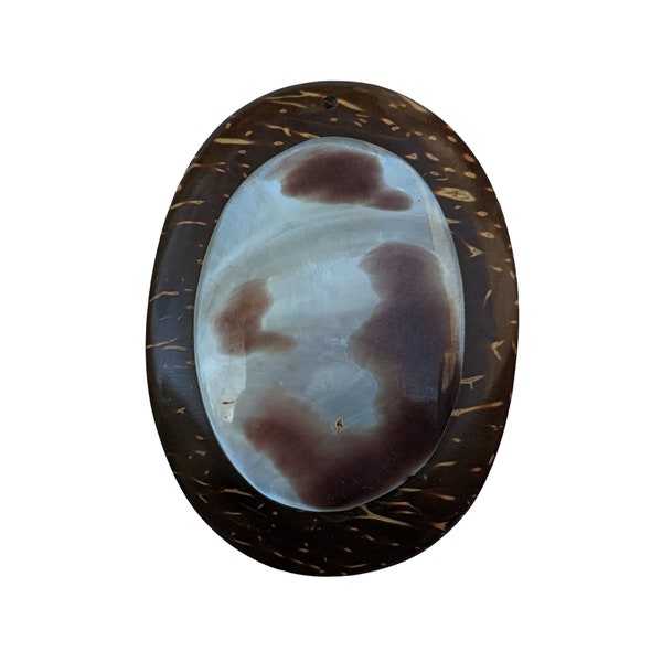 Focal Pendant Coconut and Shell Mother Of Pearl Hamdmade in Philippines 48mm Bohemian Pendants and Components Destash Jewelry Making Supply