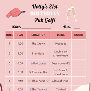 Anpassbare Pub Golf Vorlagen - Pink Champagne Vorlage