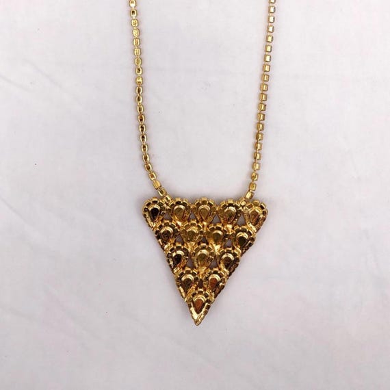 Triangular Amber Rhinestone Statement Necklace an… - image 4