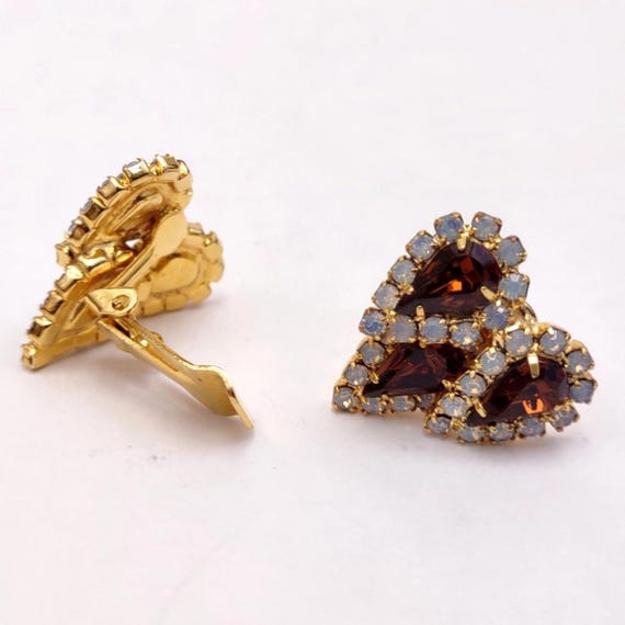 Triangular Amber Rhinestone Statement Necklace an… - image 5