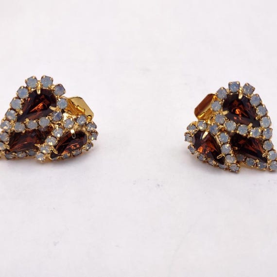 Triangular Amber Rhinestone Statement Necklace an… - image 6