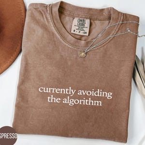Comfort Colors® T-shirt med algoritmen som för närvarande undviks, sarkastiskt skämt om sociala medier, unisex t-shirt med vintage-retro-look