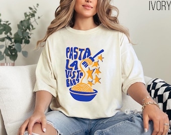 Camiseta unisex para bebé Pasta La Vista de Vintage Comfort Colors®, con estampado de comida, ideal para amantes de la pasta italiana, divertida camiseta con juego de palabras con comida, regalo para chef