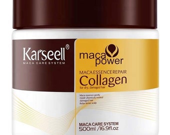 Karseell Tratamiento Capilar de Colágeno Reparación Profunda Acondicionador Aceite de Argán Mascarilla Capilar Esencia para Cabello Seco Dañado 16.90 oz 500ml