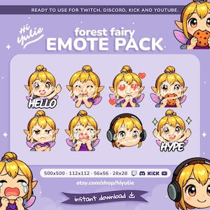 FAIRY EMOTES - Twitch, Discord, YouTube Streaming - Emoticons for Streaming, Streaming icon, Online Chat Emoji