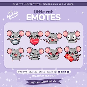 8 Ratten Emotes Pack für Twitch, Discord, Kick, YouTube (Digitaler Download)