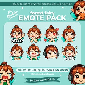 FAIRY EMOTES - Twitch, Discord, YouTube Streaming - Emoticons for Streaming, Streaming icon, Online Chat Emoji (Pack 1 of 2)