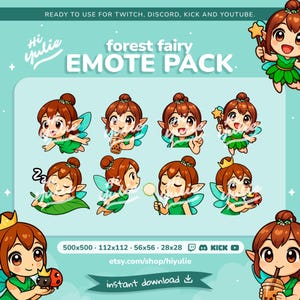 FAIRY EMOTES - Twitch, Discord, YouTube Streaming - Emoticons for Streaming, Streaming icon, Online Chat Emoji (Pack 2 of 2)