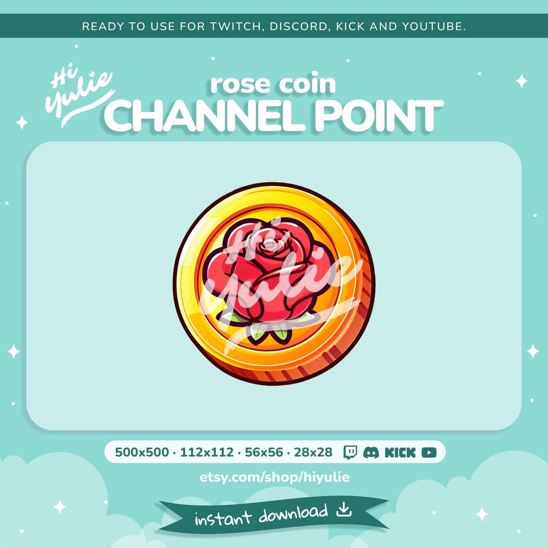 Twitch、Discord、Kick、YouTubeのローズコインチャンネルポイント、コイン報酬アイコン - Etsy 日本