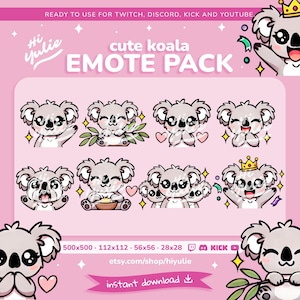 Koala Emotes for Twitch, Discord, Kick and YouTube, Cute Animal for Streamers, Funny Kawaii Pet Emote (Pack 1 of 2)