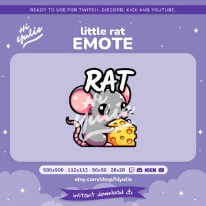 Rat with Cheese Emote for Twitch, Discord, Kick and YouTube, Cute Kawaii Emote for Streamers
