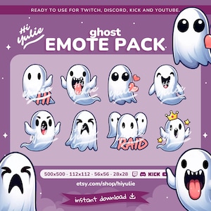 Ghost Emotes for Twitch and Discord, Fun Halloween Emote Pack, Streamer Emotes for Halloween