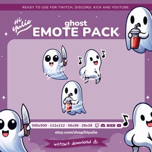 Ghost Emotes for Twitch and Discord, Fun Halloween Emote Pack, Streamer Emotes for Halloween