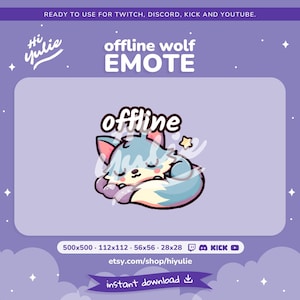 Offline Wolf Emote for Twitch, Discord, Kick and YouTube, Cute Night Animal for Streamers, Fantasy Asset