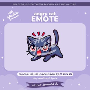 Angry Cat Emote for Twitch and Discord, Screaming Kitty Emote, Funny Rage Animal Emote for Streamers