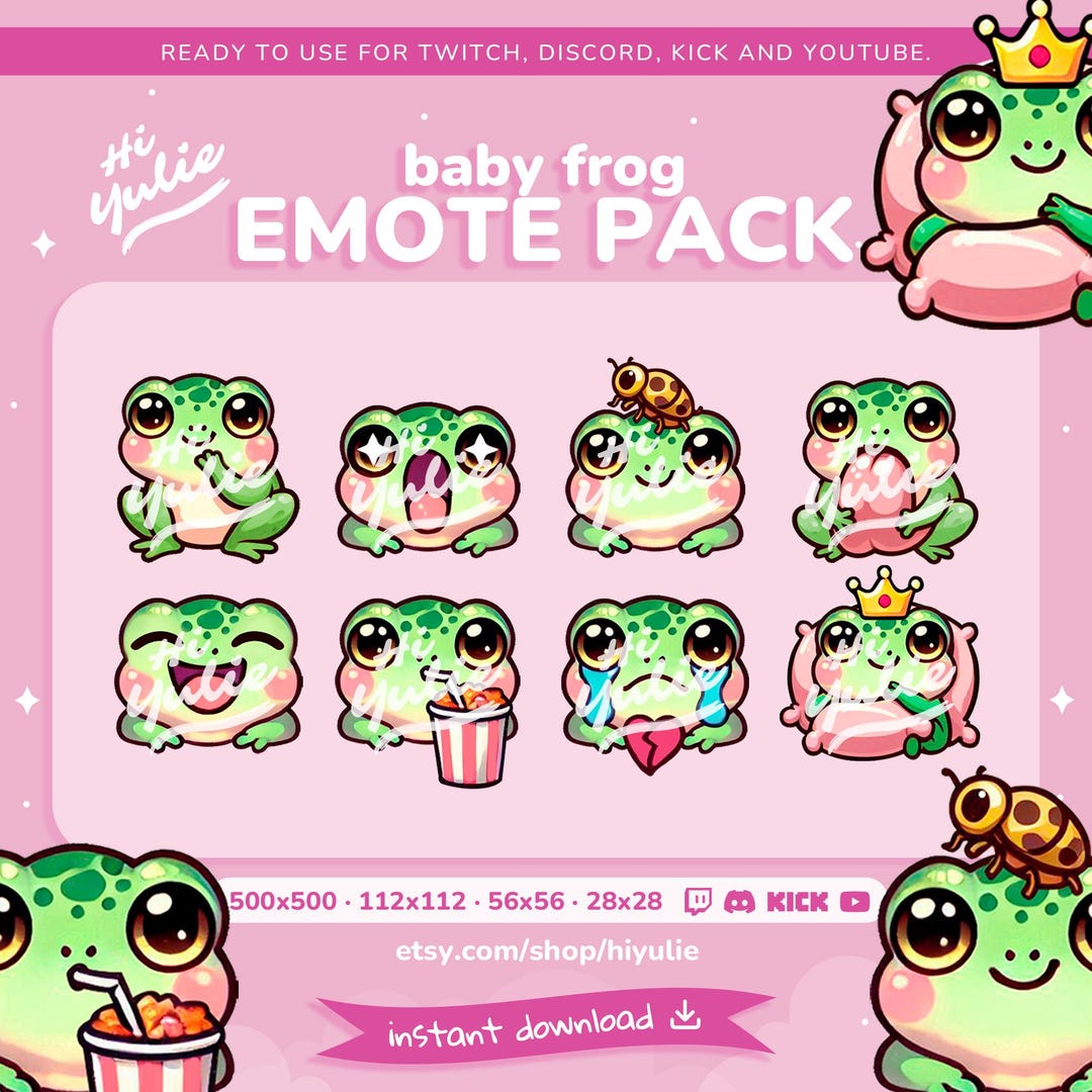 Baby Frog Emotes for Twitch, Discord, Kick and Youtube, Cute and Funny ...