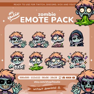 Zombie Boy Emote for Twitch and Discord, Fun Halloween Stream Emote, Raid and Hype Zombie Emote