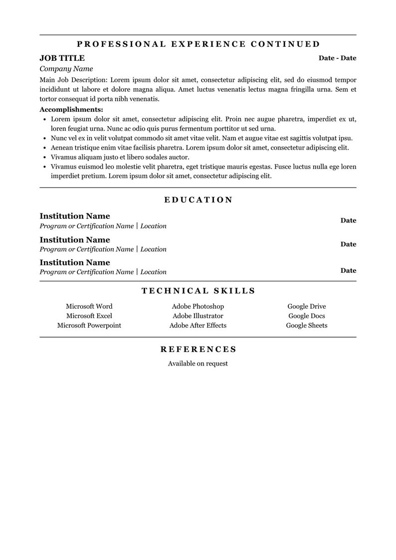Availability Resume Professional Modern Resume Template, Minimalist Resume Template, Clean ...