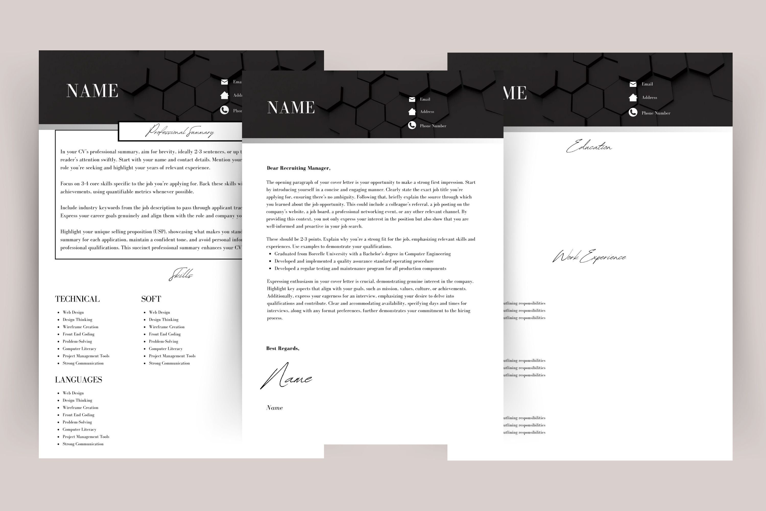 Resume and Cover Letter Template CV and Cover Letter - Etsy