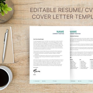 Resume and Cover Letter Template | CV and Cover Letter Template | Professional Resume Template for Canva | Minimalist Resume | Resume Layout