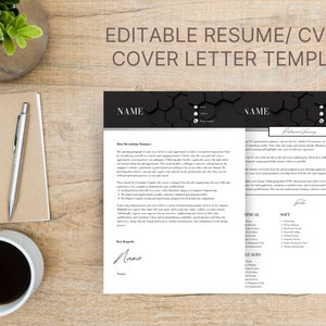 Resume and Cover Letter Template | CV and Cover Letter Template | Professional Resume Template for Canva | Minimalist Resume | Resume Layout