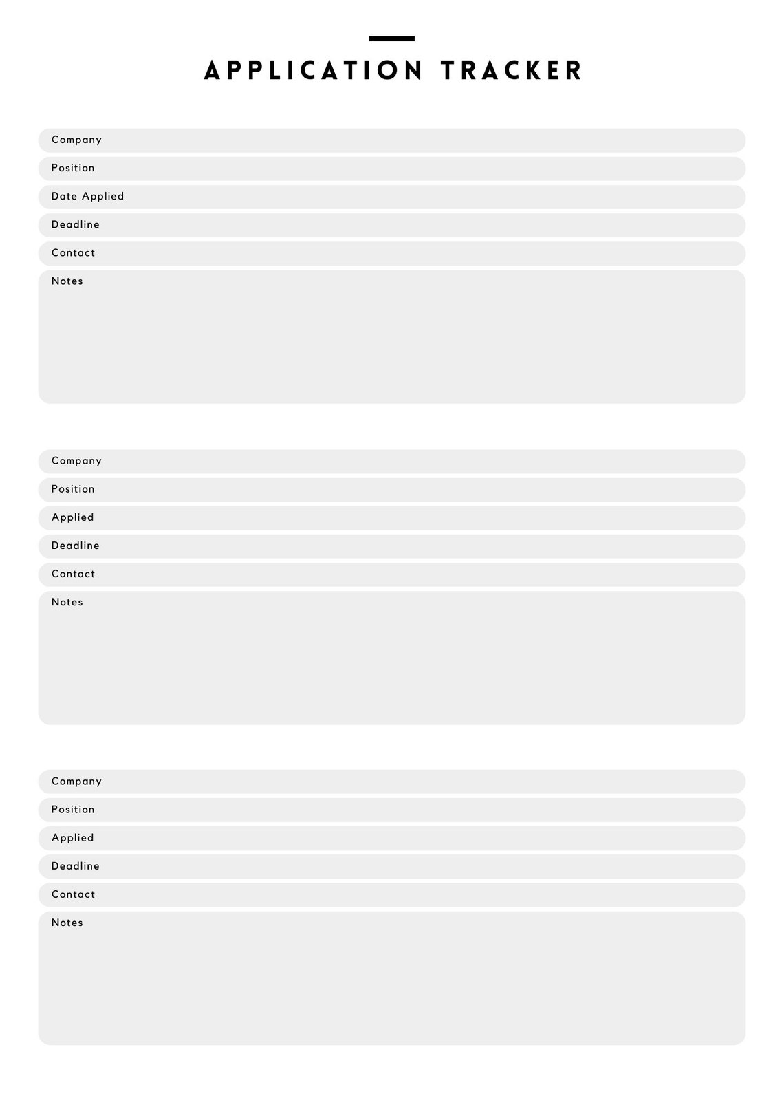 Job Application Tracker, and Interview Tracker , Instant Download ...