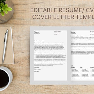 Resume and Cover Letter Template | CV and Cover Letter Template | Professional Resume Template for Canva | Minimalist Resume | Resume Layout