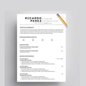 ATS Friendly Resume Template, ATS Resume Template, Cover letter, ATS Resume, Modern Minimalist Resume, Simple Resume, Basic Resume.