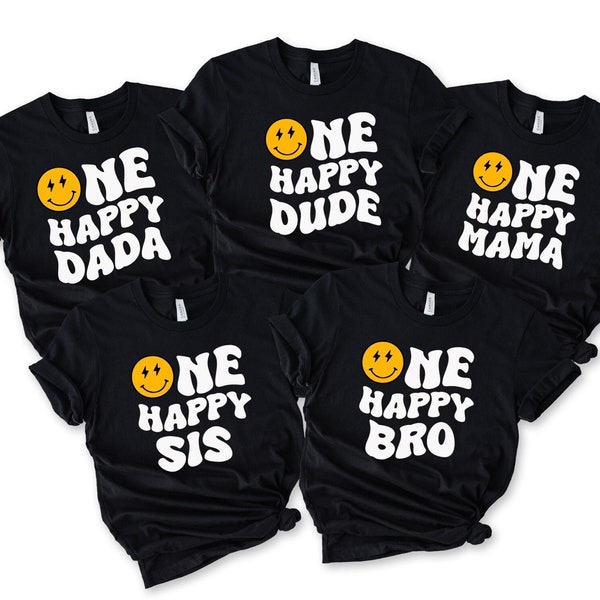 Custom Birthday Shirt, One Happy Dude Birthday Tee, Matching Family One Birthday Shirt, 1st Birthday Bodysuit, Smiley Face Matching Bday Tee