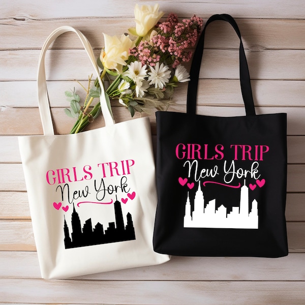 Girls Trip New York Tote Bag, Girl's Cute Custom Matching Trip Bag, Besties Vacation Trip Tote Bag, Girls Weekend Best Trip Forever Tote Bag