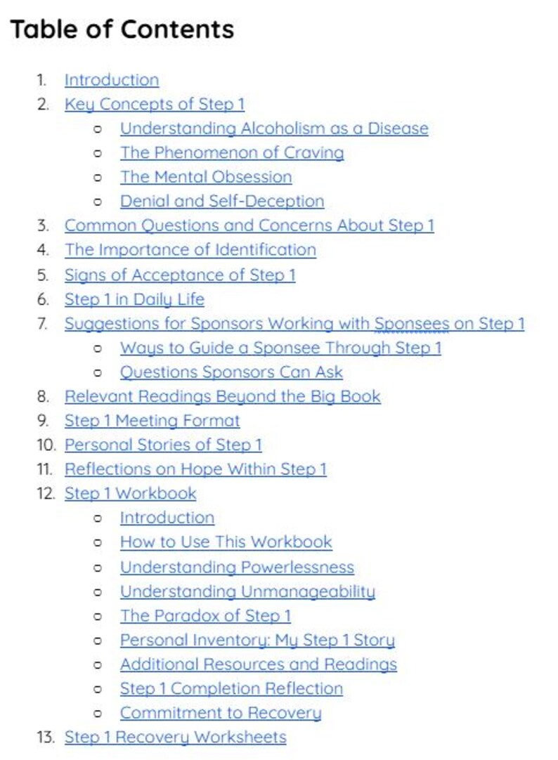 AA Step 1 Workbook - Powerlessness and Unmanageability Guide ...