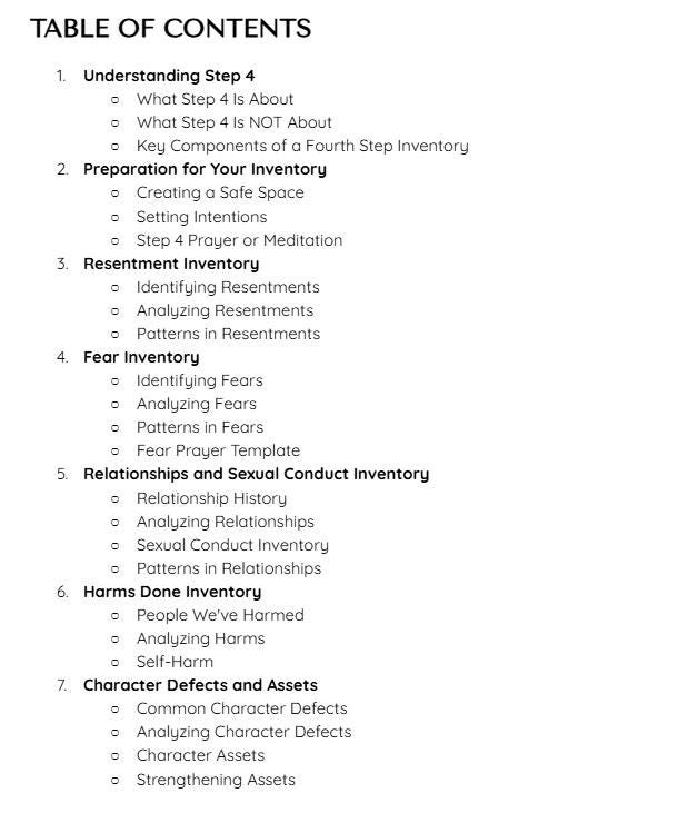 Step 4 Recovery Workbook: AA Inventory Guide (digital Download ...